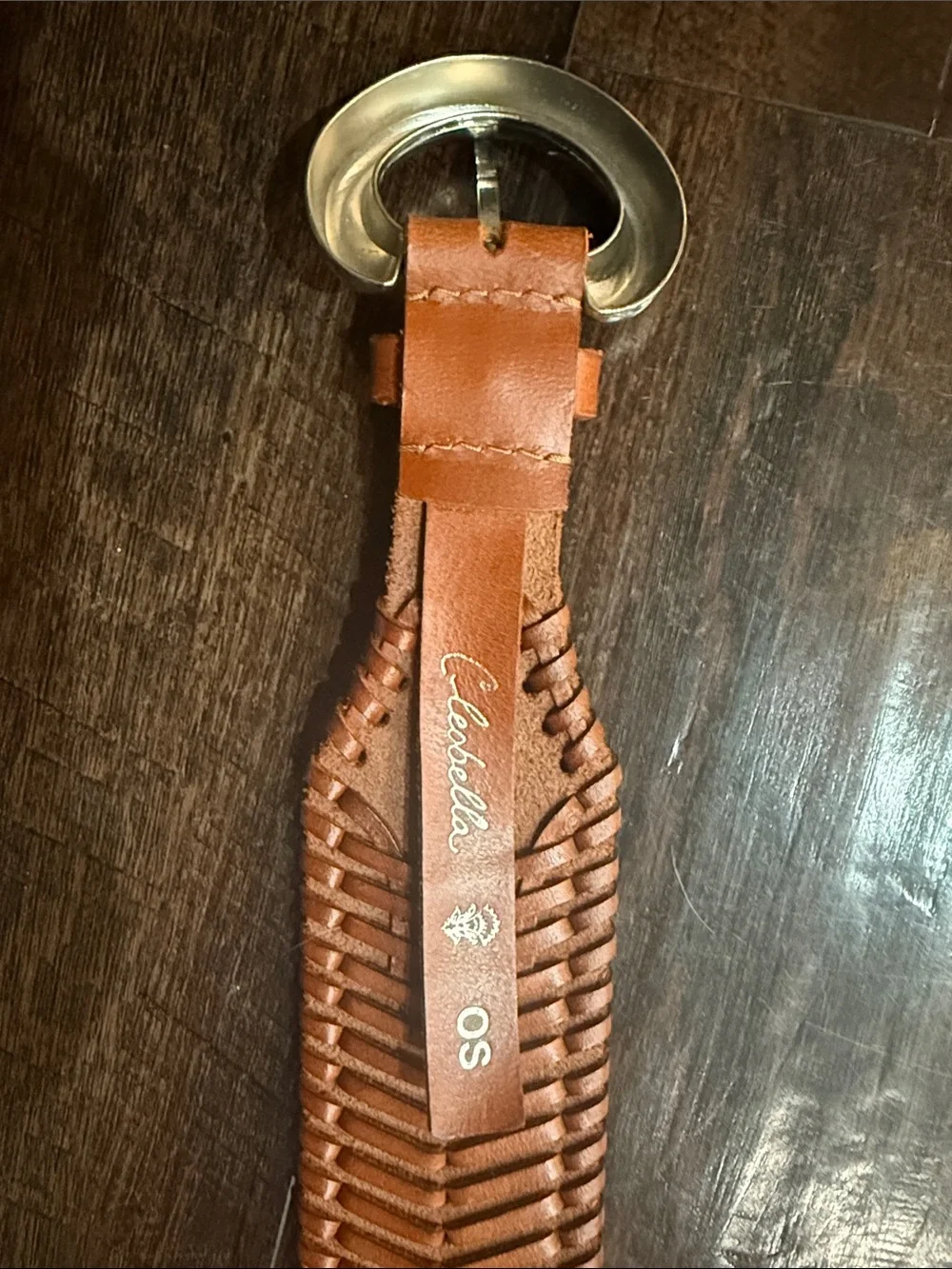 Cleobella Woven Leather Belt - Tan Brown with Silver Buckle